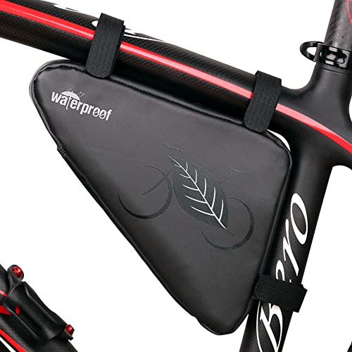 NDakter Bike Frame Storage Bag 2L, Waterproof Bicycle Triangle Pouch, Cycling Pack for Phone, Wallet, Keys, Tools, Accessories, Bikes Front Tube Bag for Mountain Road Bike, MTB Travle