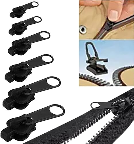 6pcs Instant Zipper Set,6/12/24 Pcs Fix Zipper Repair Kit,Zip Slider Repair Kit, Fix Removable Rescue Replacement Pack, Instant Set for Coats Jacket, Luggage Sewing Notions and Supplies