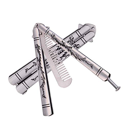 Funtuan Dragon Totem Stainless Steel Practice Butterfly Knife Trainer and Comb Knife Trainer