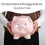 PIG WORLD 11'' Large Piggy Bank for Adults Must Break to Open,Ceramic Coin Bank,Piggy Bank for Boys,Girls Money Box Jar,Safe for Kids,Savings,Alcancias De Dinero para Adultos Niños,Real Money