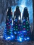 Women Tulle Tutu Skirts Adult High Low Tulle Skirts Skirt LED Light Up Wedding Skirt Costumes Halloween (Black Trailing, Long XXL)