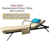 80 x 26 x 3 Inch Outdoor chaise lounge cushion Covers Only (Not Includes Cushion) Waterproof Outdoor Patio lounge chair cushion Slipcover，Anti-Slip Backing Design & Convenient Phone Pocket（LightKhaki）