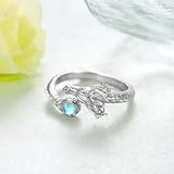 qielizhu Dragon Ring 925 Sterling Silver Moonstone Dragon Rings Chinese Dragon Jewelry Gifts for Women Men