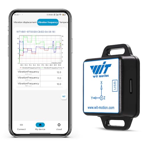 [BLE Vibration Sensor] WTVB01-BT50 Smart Vibration Module Ar-duino, 3-axis Vibration(Amplitude+Frequency+Displacement+Speed) Detector, Wireless Acceleration Shock Motor Monitor