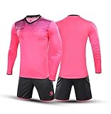 KELME Soccer Goalkeeper Jersey Uniform Kit - Mens Padded Football Goalie Jersey - Padded Shirt, Shorts and Socks Kids and Adult Sizes (X-Small, Pink)