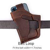 Topstache Leather Phone Holster for Belt,Leather Flip Cellphone case for iPhone 14, 14 Pro, 13 Pro, 13, 12 Pro, 12, 11, XR, Galaxy S22, S21, S20,Premium Leather Pouch for Phone with Protective Case.