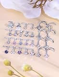 Kridzisw 18G Nose Rings Hoops Studs Piercing Jewelry for Women 18 Gauge Stainless Surgical Steel L Shaped Bend Screw Nose Ring Hoop Nose Rings Stud Nostril Piercing Jewelry Men Silver 2mm CZ Diamond