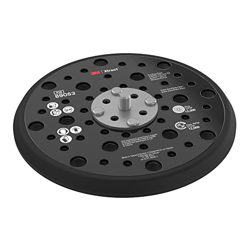 3M Xtract Hookit Hook and Loop Sanding Disc Backup Pad, 89053, 6 in, Max 12,000 RPM OPM, Extra Hard, 49 Holes, Low Profile Finishing Disc Pad, 5/16-24 EXT