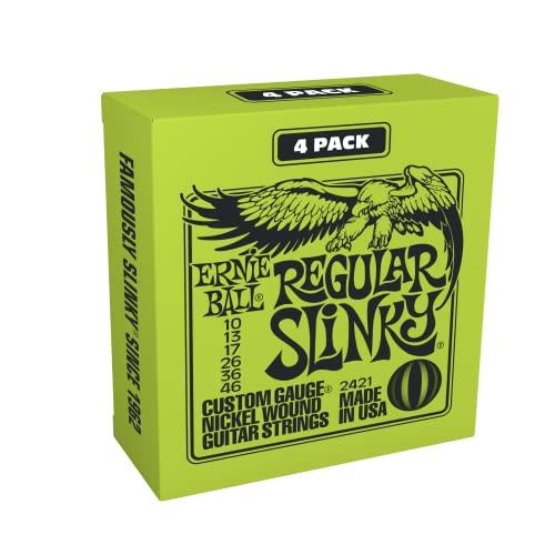 Ernie Ball Regular Slinky Nickel Wound Electric Guitar Strings Amazon Exclusive 4-Pack - 10-46 Gauge