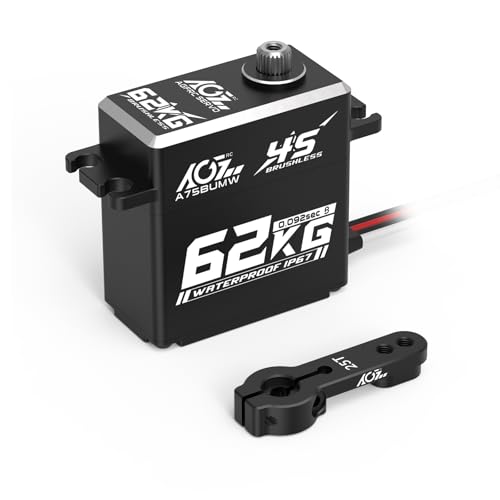 AGFRC 62KG Waterproof Steering-Servo-Motor High-Torque - 16.8V Full Metal Gear Brushless Digital RC Servo for 1/10 1/8 RC Car, Control Angle 180° (A75BUMW)