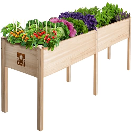 Maple99 Raised Garden Bed with Legs 72x23x30 - Natural Cedar Wood Elevated Planter Box, Veggies, Herbs - 300lb Capacity - Natural