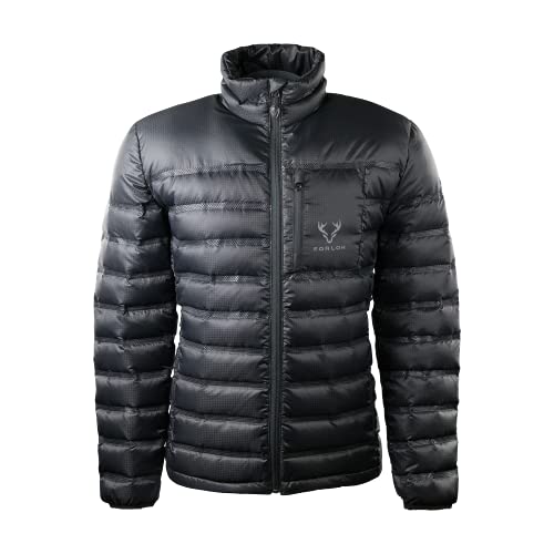 FORLOH Men's ThermoNeutral Down Jacket - Hunting & Outdoor Insulation Midlayer/Warm, Breathable, Quick-Dry/Waterproof, Packable, Durable (Medium, Black)