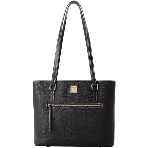 Dooney & Bourke Tote Bags for Women, Large Pebble Grain Leather Shopper Tote Bag with Zipper - Black