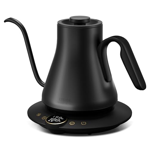 INTASTING Electric Kettles, Gooseneck Electric Kettle, ±1℉ Temperature Control, Stainless Steel Inner, Quick Heating for Pour Over Coffee, Brew Tea, Boil Hot Water, 1500W/0.9L (Matte Black)