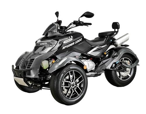 Spider X300 3-Wheel Motorcycle, Sport Trike with Dual Backrest, Available in Black, Blue, Orange, Gray ABS Brakes
