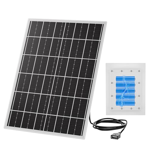 15W 5V Solar Panel for Outdoor Security Camera with 20Ah LiFePO4 Battery - Monocrystalline Solar Panel Kit, MPPT Control Board & USB Output Solar Charger for WiFi Camera, Light, Router