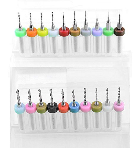 XINGYHENG 20Pcs PCB Print Circuit Board Carbide Tungsten Steel Micro Drill Bits Set Shank 0.10mm to 1.0mm and 1.1mm to 2.0mm (1 Each)