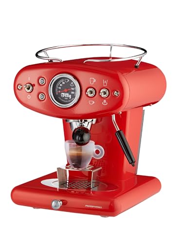 Illy X1 Anniversary 1935 Espresso Single-Serve Machine for iperEspresso capsules with Milk Frother Steam Wand (Red)