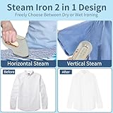 Portable Travel Steamer Iron for Clothes: Mini Handheld Garment Steam Ironing Machine for Clothing - Professional Small Size Hand Held Traveling Fabric Steamers for Wrinkle on Dress Shirt (Gray)