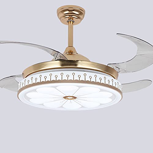 YUEGOO Ventiladores De Techo con Lámparas, Lámpara De Ventilador Colgante Led, 3 Velocidades De Viento Colgante De Ventilador Ajustable Luminaria Control Remoto Luz De Techo Tranquilo Para Sala De Est
