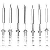 CfoPiryx 7 Types Mini Stainless Steel Soldering Iron Tip Replacement for TS100 Soldering Iron, Power Tool Electrician Various Models Replacement Part Easy Install (7pcs Soldering Tips)