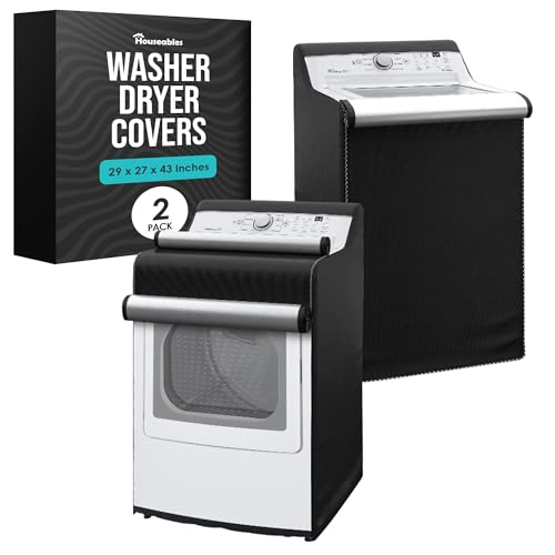 Houseables Washer and Dryer Covers, Washing Machine Cover, Washer Machine Protector, For Top Load & Front Load, Wash And Dry Laundry Protection, For Outside, Outdoor, Waterproof, Dust, Black, 2 Pack