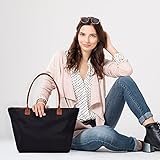 GM LIKKIE Shoulder Tote Bag for Women, Nylon Top-Handle Purse, Foldable Weekend Hobo Handbag (Black2)