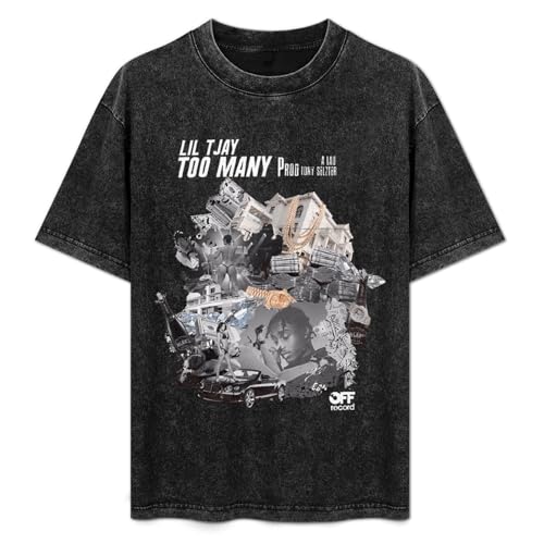 Man's Lil Rapper Tjay T-Shirt, Short-Sleeve Shirts for Man's Round Neck Vintage Wicking Tee Tops L