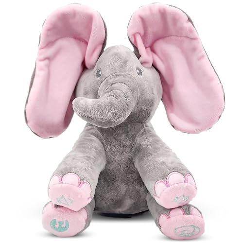 Dimple Kaia Peek A Boo Elephant Toy, Interactive Singing Stuffed Elephant Plush with Moving Ears, Musical Stuffed Animal for Babies and Toddlers, Adorable Elephant Baby Toy