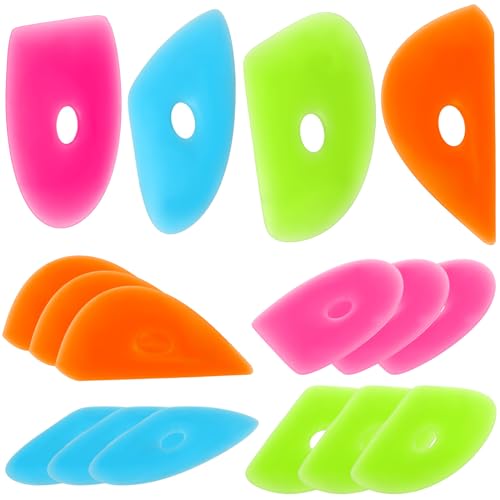 Sherr 12 Pcs Soft Rubber Rib for Pottery Clay Silicone Ceramics Tools Multi Styles Pottery Rubber Clay Ceramic Ribs for DIY Smooths Shapes Sculpting Ceramics Tool(Charming Style,Bright Color)