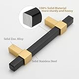 Haliwu 10 Pack Black and Gold Cabinet Handles, 3 inch Brass Dresser Drawer Pulls, Kitchen Hardware