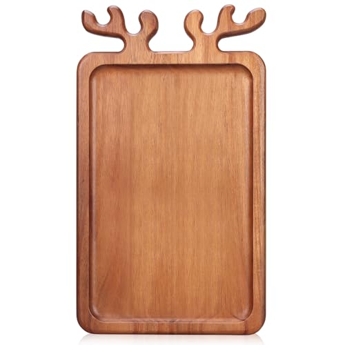 Decor Christmas Appetizer Platter for Xmas Charcuterie Board Wood Tray Kitchen Xmas Decoration Wooden Cheese Board Serving Dish Dessert Plate Reindeer Cookie Platters Gift