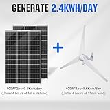 ECO-WORTHY 600W Solar Wind Power Kit: 2X 100W Mono Solar Panel + 1x 400W Wind Turbine Generator for Home/RV/Boat/Farm/Street Light and Off-Grid Appliances