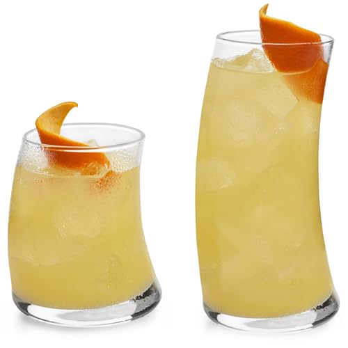 Libbey Swerve Drinking Glasses Set of 16, Dishwasher Safe, Chip Resistant Everyday Drinking Glasses, Fun and Edgy Set of Glasses for Special Events