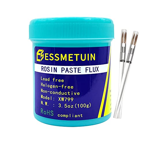 Essmetuin Rosin Paste Flux, No Clean Lead Free Rosin Soldering Paste For Phone Board Repair, Electric Soldering, PCB And BGA 3.5oz 100GR/Bottle With RoHS And Halogen Free