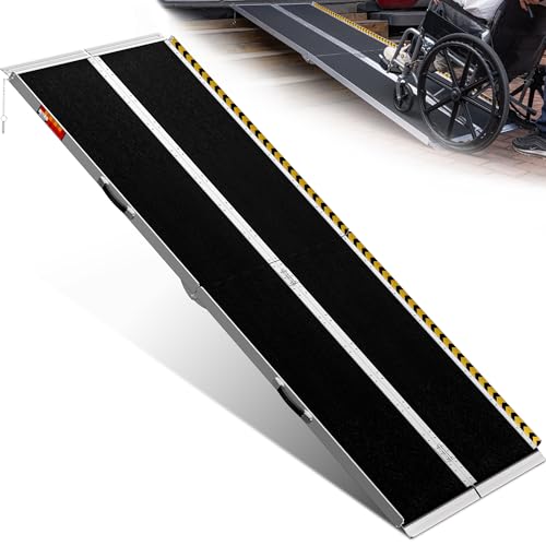 VNN Portable Wheelchair Ramp 8FT, Non-Slip Aluminum Folding Handicap Ramp, Door Threshold Wheelchair Ramps for Home, Wheel Chair Ramp for Home Steps