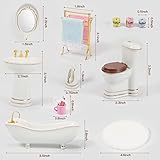 SAMCAMI Ceramic Dollhouse Furniture 1 12 Scale - Doll House Furniture Toys for Dollhouse Bathroom - Miniature Furniture Incl Toilet, Bathtub, Washbasin, Fluffy Carpet and Other Dollhouse Accessories