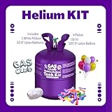 GASCLUB Helium Tank for Balloons At Home, 22L Helium Balloon Kit Up To 100 Latex Balloons, Helium Balloon Pump Kit Includes Latex Balloons and Ribbon, Perfect for Parties and Events