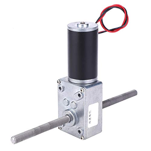 Oumefar Double Shaft Worm Gear Motor, 12V Motor with Metal Gearbox Turbo Worm Speed Reduction Gear Motor M8 Thread Small DC Motor(Reduction Ratio 50)