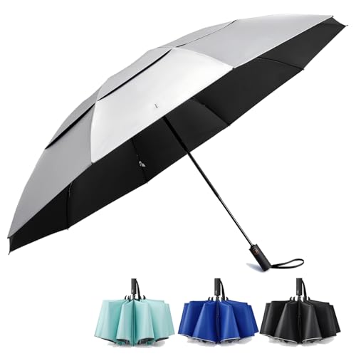 Prospo UPF 50+ UV Protection Umbrella 62 Inch Large Compact Folding Travel Umbrella Auto Open Close Sun Shade for Women Men(Black)