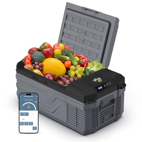 YELLOW JACKET 12 Volt Car Refrigerator, 16 Quart Electric Cooler, Portable Car Fridge for Outdoor Camping Travel, 12V/24V DC 110~240 Volt AC Refrigerator for Truck RV Home Office,-4℉-68℉