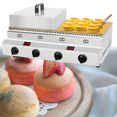 Commercial Souffle Machine, Gas Maker, Nonstick Gas Waffle Maker Machine, Dorayaki Pancake Souffle Maker Machine, for Home, Restaurant,B