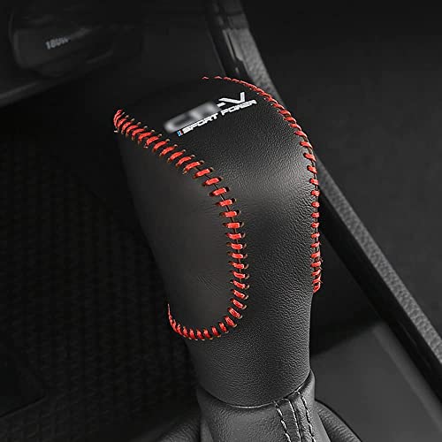 CEBAT Gear Shift Knob Cover Automatic Transmission Boots Shift Lever Leather Sheath Accessories Fit for Honda CR-V CRV 2023 2024 2025 (Red Stitches