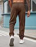 COOFANDY Casual Corduroy Pants Men Elastic Waist Drawstring Pants Tapered Corduroy Joggers Trousers, Brown, M