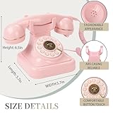 FiayaCom Vintage Landline Phone, Classic Exterior Design, Retro Desk Corded Dial Telephone, with Redial Function, Clear Sound for Home School Office（Sakura Pink）