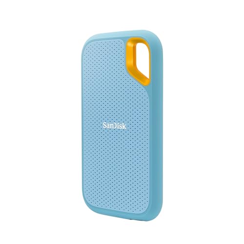 SanDisk 1TB Extreme Portable SSD - Up to 1050MB/s, USB-C, USB 3.2 Gen 2, IP65 Water and dust Resistance, Updated Firmware, Sky Blue - External Solid State Drive - SDSSDE61-1T00-G25B