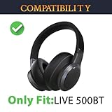 SOULWIT Professional Replacement Ear Pads for JBL Live 500BT/Live 500 BT Around-Ear Wireless Headphone, Earpads Cushions with Softer Protein Leather, Noise Isolation Foam - Live500 PL Black