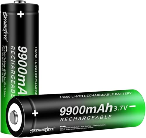 Skywolfeye 2 Pack 18650 Rechargeable Battery 3.7v Batteries 18650 Rechargeable Battery Lithium 3.7 Volt Button Top for Flashlights, Headlamp etc