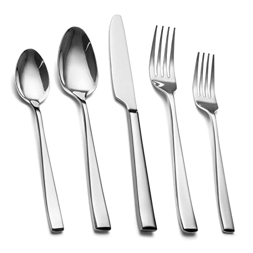 40 Piece Silverware Set Service for 8, EIUBUIE Premium Stainless Steel Cutlery Set, Mirror Polished Flatware Sets Heavy Duty and Solid, Modern Kitchen Eating Utensils Sets Include Spoons Forks Knives