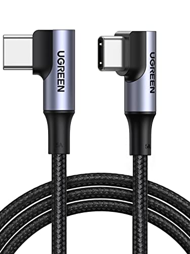 UGREEN 100W USB C to USB C Cable, 90 Degree Type C Cable for iPhone 16/16 Plus/16 Pro/16 Pro Max/15, MacBook Pro 2022, iPad Pro 2022, Samsung Galaxy S24/S23/Z Fold, Google Pixel, Switch, 6.6FT